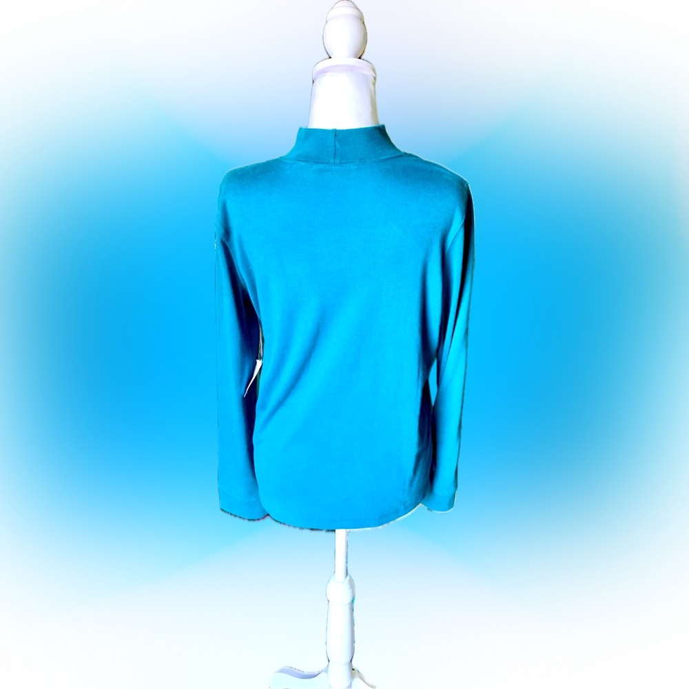 🦋 Women’s Turquoise Mockneck by hasting & smith - Picture 2 of 12